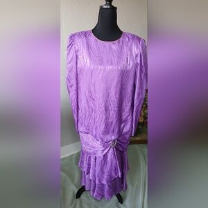 Vintage Roma Notte Dress | Elegent Cocktail Dress | Purple 80s Formal |Size 14